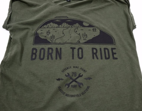 Koszulka Damska 79 Point Born To Ride - Loose Olive