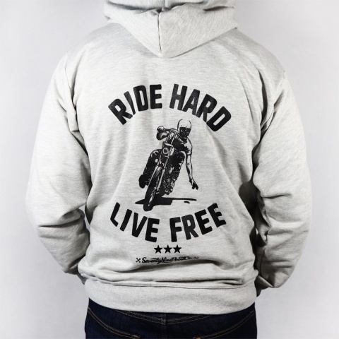 bluza motocyklowa z kapturem szara ride hard