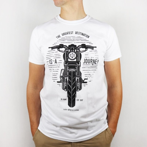 Koszulka Męska 79 Point Moto Journey - Biała