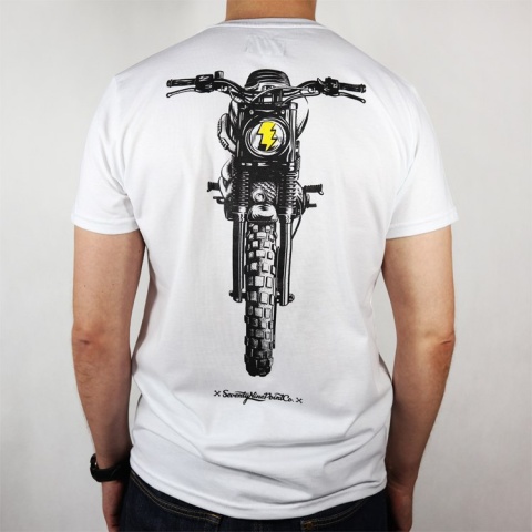 koszulka motocyklowa biała scrambler