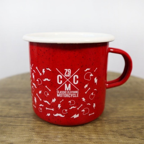 Kubek Emaliowany 79 Point But First Coffee - Czerwony