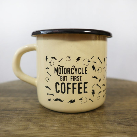 Kubek Emaliowany 79 Point But First Coffee - Kremowy