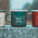 Kubek Emaliowany 79 Point But First Coffee - Zielony