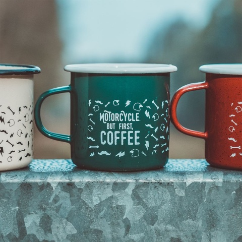 Kubek Emaliowany 79 Point But First Coffee - Zielony