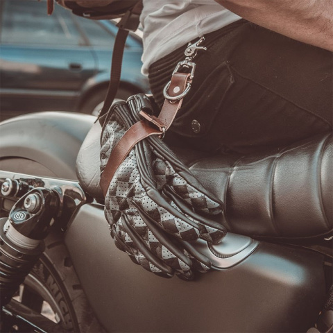Skórzany pasek na rękawice motocyklowe
