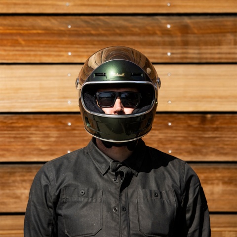 kask motocyklowy vintage biltwell gringo sv metallic sierra green